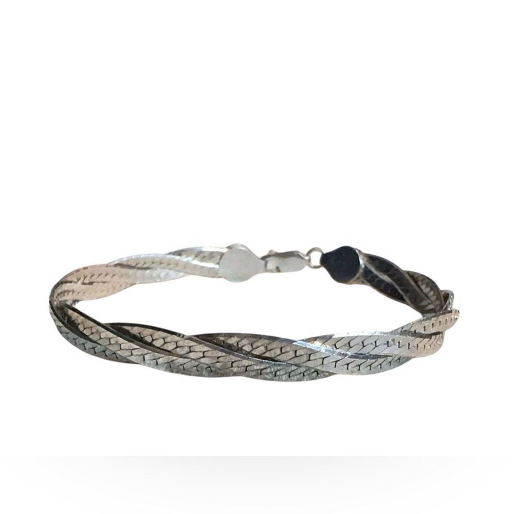 Sterling Silver 925 Braided Bracelet, 7 Inches